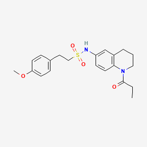 molecular formula C21H26N2O4S B2526611 2-(4-methoxyphenyl)-N-(1-propanoyl-1,2,3,4-tetrahydroquinolin-6-yl)ethane-1-sulfonamide CAS No. 1021089-10-0