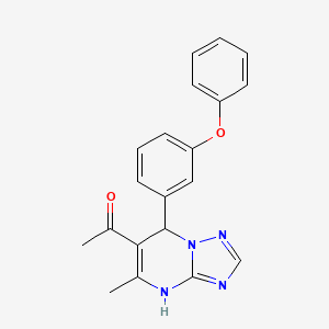molecular formula C20H18N4O2 B2526617 1-(5-Methyl-7-(3-phenoxyphenyl)-4,7-dihydro-[1,2,4]triazolo[1,5-a]pyrimidin-6-yl)ethanone CAS No. 932255-28-2