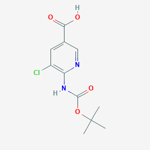 molecular formula C11H13ClN2O4 B2526634 5-Chloro-6-[(2-methylpropan-2-yl)oxycarbonylamino]pyridine-3-carboxylic acid CAS No. 1428929-82-1