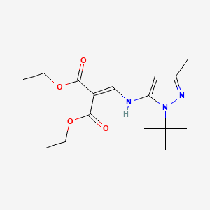 molecular formula C16H25N3O4 B2526649 diethyl 2-({[1-(tert-butyl)-3-methyl-1H-pyrazol-5-yl]amino}methylene)malonate CAS No. 956543-98-9