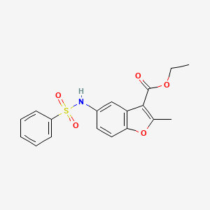 molecular formula C18H17NO5S B2526656 ethyl 2-methyl-5-(phenylsulfonamido)benzofuran-3-carboxylate CAS No. 412300-79-9