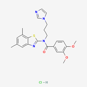N-(3-(1H-imidazol-1-yl)propyl)-N-(5,7-dimethylbenzo[d]thiazol-2-yl)-3,4-dimethoxybenzamide hydrochloride