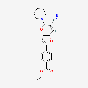 molecular formula C22H22N2O4 B2526669 ethyl 4-{5-[(1Z)-2-cyano-2-[(Z)-piperidine-1-carbonyl]eth-1-en-1-yl]furan-2-yl}benzoate CAS No. 304873-02-7