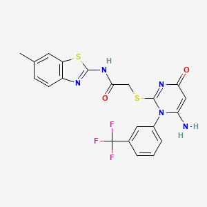 2-((6-amino-4-oxo-1-(3-(trifluoromethyl)phenyl)-1,4-dihydropyrimidin-2-yl)thio)-N-(6-methylbenzo[d]thiazol-2-yl)acetamide
