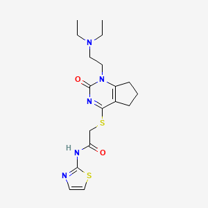 2-((1-(2-(diethylamino)ethyl)-2-oxo-2,5,6,7-tetrahydro-1H-cyclopenta[d]pyrimidin-4-yl)thio)-N-(thiazol-2-yl)acetamide