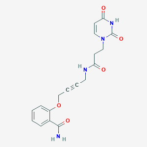2-((4-(3-(2,4-dioxo-3,4-dihydropyrimidin-1(2H)-yl)propanamido)but-2-yn-1-yl)oxy)benzamide