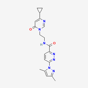 molecular formula C19H21N7O2 B2526700 N-(2-(4-cyclopropyl-6-oxopyrimidin-1(6H)-yl)ethyl)-6-(3,5-dimethyl-1H-pyrazol-1-yl)pyridazine-3-carboxamide CAS No. 2034511-83-4