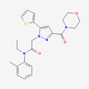 N-ethyl-2-(3-(morpholine-4-carbonyl)-5-(thiophen-2-yl)-1H-pyrazol-1-yl)-N-(o-tolyl)acetamide