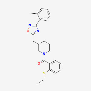 (2-(Ethylthio)phenyl)(3-((3-(o-tolyl)-1,2,4-oxadiazol-5-yl)methyl)piperidin-1-yl)methanone