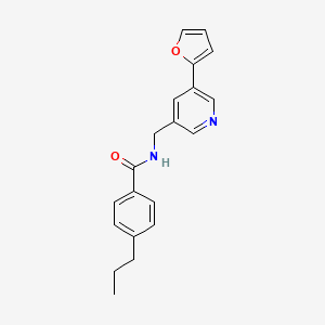 molecular formula C20H20N2O2 B2526725 N-((5-(furan-2-yl)pyridin-3-yl)methyl)-4-propylbenzamide CAS No. 2034518-14-2