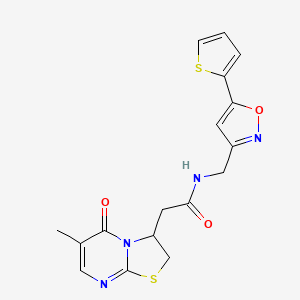 2-(6-methyl-5-oxo-3,5-dihydro-2H-thiazolo[3,2-a]pyrimidin-3-yl)-N-((5-(thiophen-2-yl)isoxazol-3-yl)methyl)acetamide