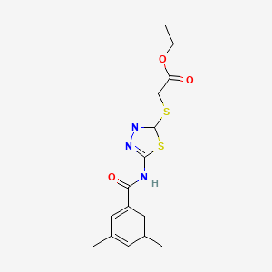 molecular formula C15H17N3O3S2 B2526759 Ethyl 2-((5-(3,5-dimethylbenzamido)-1,3,4-thiadiazol-2-yl)thio)acetate CAS No. 392318-38-6