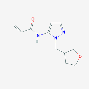 molecular formula C11H15N3O2 B2526771 N-[2-(Oxolan-3-ylmethyl)pyrazol-3-yl]prop-2-enamide CAS No. 2192395-87-0