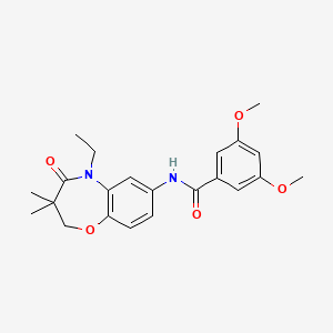 molecular formula C22H26N2O5 B2526773 N-(5-ethyl-3,3-dimethyl-4-oxo-2,3,4,5-tetrahydro-1,5-benzoxazepin-7-yl)-3,5-dimethoxybenzamide CAS No. 921836-91-1