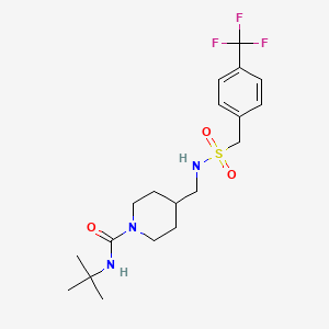 molecular formula C19H28F3N3O3S B2526776 N-tert-butyl-4-({[4-(trifluoromethyl)phenyl]methanesulfonamido}methyl)piperidine-1-carboxamide CAS No. 1396683-13-8