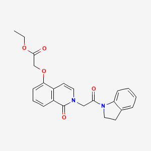 molecular formula C23H22N2O5 B2526786 ethyl 2-({2-[2-(2,3-dihydro-1H-indol-1-yl)-2-oxoethyl]-1-oxo-1,2-dihydroisoquinolin-5-yl}oxy)acetate CAS No. 868223-79-4
