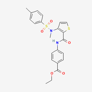 molecular formula C22H22N2O5S2 B2526807 ethyl 4-(3-(N,4-dimethylphenylsulfonamido)thiophene-2-carboxamido)benzoate CAS No. 1115933-71-5