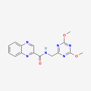 molecular formula C15H14N6O3 B2526830 N-[(4,6-dimethoxy-1,3,5-triazin-2-yl)methyl]quinoxaline-2-carboxamide CAS No. 2034465-55-7
