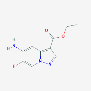 molecular formula C10H10FN3O2 B2526853 Ethyl 5-amino-6-fluoropyrazolo[1,5-a]pyridine-3-carboxylate CAS No. 2193061-35-5