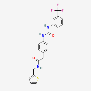 molecular formula C21H18F3N3O2S B2526863 N-(thiophen-2-ylmethyl)-2-(4-(3-(3-(trifluoromethyl)phenyl)ureido)phenyl)acetamide CAS No. 1207047-50-4