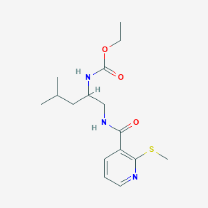 molecular formula C16H25N3O3S B2526864 ethyl N-(4-methyl-1-{[2-(methylsulfanyl)pyridin-3-yl]formamido}pentan-2-yl)carbamate CAS No. 1147704-83-3