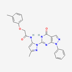 molecular formula C24H21N7O3 B2526865 N-(3-methyl-1-(4-oxo-1-phenyl-4,5-dihydro-1H-pyrazolo[3,4-d]pyrimidin-6-yl)-1H-pyrazol-5-yl)-2-(m-tolyloxy)acetamide CAS No. 1019097-78-9