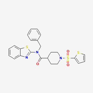 molecular formula C24H23N3O3S3 B2526976 N-(1,3-benzothiazol-2-yl)-N-benzyl-1-(thiophene-2-sulfonyl)piperidine-4-carboxamide CAS No. 899734-67-9