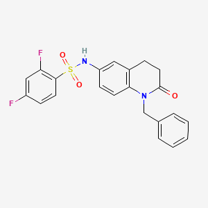 molecular formula C22H18F2N2O3S B2526993 N-(1-benzyl-2-oxo-1,2,3,4-tetrahydroquinolin-6-yl)-2,4-difluorobenzene-1-sulfonamide CAS No. 946325-91-3