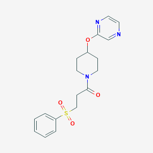 3-(Phenylsulfonyl)-1-(4-(pyrazin-2-yloxy)piperidin-1-yl)propan-1-one