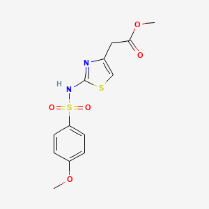 molecular formula C13H14N2O5S2 B2527051 Methyl 2-(2-((4-methoxyphenyl)sulfonamido)thiazol-4-yl)acetate CAS No. 929966-35-8