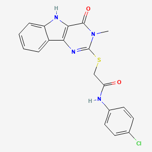 molecular formula C19H15ClN4O2S B2527062 N-(4-chlorophenyl)-2-((3-methyl-4-oxo-4,5-dihydro-3H-pyrimido[5,4-b]indol-2-yl)thio)acetamide CAS No. 537668-49-8