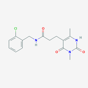 molecular formula C16H18ClN3O3 B2527110 N-(2-chlorobenzyl)-3-(3,6-dimethyl-2,4-dioxo-1,2,3,4-tetrahydropyrimidin-5-yl)propanamide CAS No. 1105229-99-9