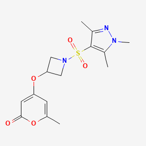 molecular formula C15H19N3O5S B2527144 6-methyl-4-({1-[(1,3,5-trimethyl-1H-pyrazol-4-yl)sulfonyl]azetidin-3-yl}oxy)-2H-pyran-2-one CAS No. 2201252-01-7