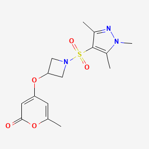 6-methyl-4-((1-((1,3,5-trimethyl-1H-pyrazol-4-yl)sulfonyl)azetidin-3-yl)oxy)-2H-pyran-2-one