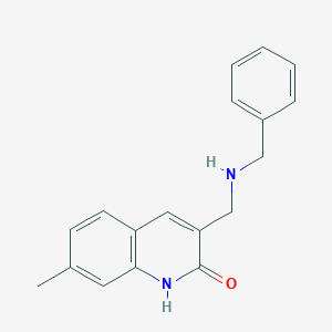 molecular formula C18H18N2O B2527149 3-(Benzylamino-methyl)-7-methyl-1H-quinolin-2-one CAS No. 483286-56-2