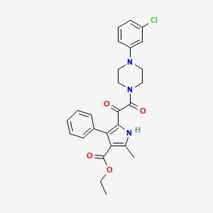 ethyl 5-(2-(4-(3-chlorophenyl)piperazin-1-yl)-2-oxoacetyl)-2-methyl-4-phenyl-1H-pyrrole-3-carboxylate