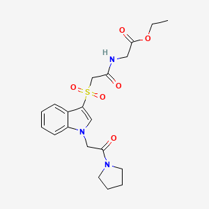 ethyl 2-(2-((1-(2-oxo-2-(pyrrolidin-1-yl)ethyl)-1H-indol-3-yl)sulfonyl)acetamido)acetate