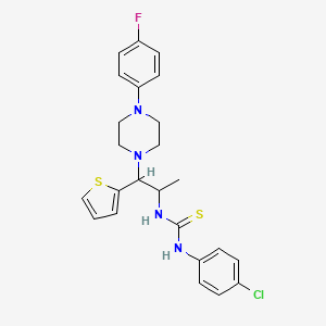 molecular formula C24H26ClFN4S2 B2527157 1-(4-Chlorophenyl)-3-(1-(4-(4-fluorophenyl)piperazin-1-yl)-1-(thiophen-2-yl)propan-2-yl)thiourea CAS No. 863017-95-2