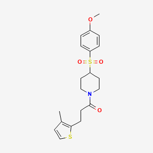molecular formula C20H25NO4S2 B2527189 1-(4-((4-Methoxyphenyl)sulfonyl)piperidin-1-yl)-3-(3-methylthiophen-2-yl)propan-1-one CAS No. 1705786-21-5