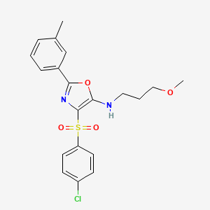 molecular formula C20H21ClN2O4S B2527222 4-((4-chlorophenyl)sulfonyl)-N-(3-methoxypropyl)-2-(m-tolyl)oxazol-5-amine CAS No. 823828-49-5