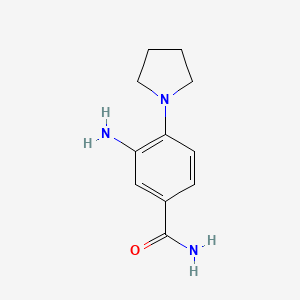 molecular formula C11H15N3O B2527235 3-Amino-4-(pyrrolidin-1-yl)benzamide CAS No. 797814-02-9