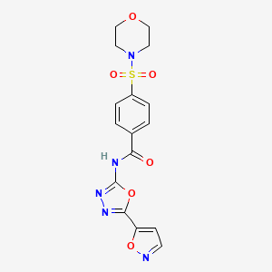 molecular formula C16H15N5O6S B2527272 N-(5-(isoxazol-5-yl)-1,3,4-oxadiazol-2-yl)-4-(morpholinosulfonyl)benzamide CAS No. 946281-27-2