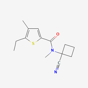molecular formula C14H18N2OS B2527273 N-(1-Cyanocyclobutyl)-5-ethyl-N,4-dimethylthiophene-2-carboxamide CAS No. 2192900-98-2