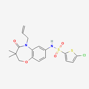 molecular formula C18H19ClN2O4S2 B2527282 N-(5-allyl-3,3-dimethyl-4-oxo-2,3,4,5-tetrahydrobenzo[b][1,4]oxazepin-7-yl)-5-chlorothiophene-2-sulfonamide CAS No. 922024-64-4
