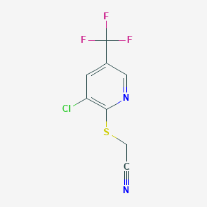 molecular formula C8H4ClF3N2S B2527300 2-{[3-Chloro-5-(trifluoromethyl)-2-pyridinyl]-sulfanyl}acetonitrile CAS No. 306976-81-8