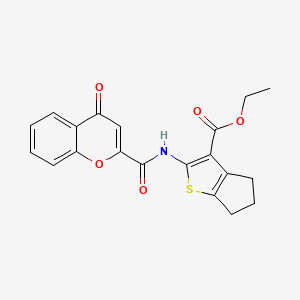 molecular formula C20H17NO5S B2527307 ethyl 2-(4-oxo-4H-chromene-2-amido)-4H,5H,6H-cyclopenta[b]thiophene-3-carboxylate CAS No. 361478-83-3