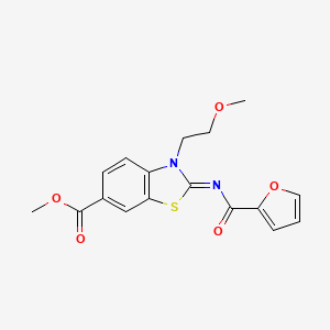 molecular formula C17H16N2O5S B2527331 methyl (2Z)-2-[(furan-2-carbonyl)imino]-3-(2-methoxyethyl)-2,3-dihydro-1,3-benzothiazole-6-carboxylate CAS No. 1164564-99-1