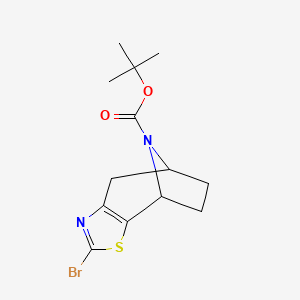molecular formula C13H17BrN2O2S B2527429 tert-butyl 4-bromo-3-thia-5,11-diazatricyclo[6.2.1.0,2,6]undeca-2(6),4-diene-11-carboxylate CAS No. 2413877-95-7