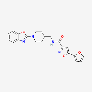 molecular formula C21H20N4O4 B2527553 N-((1-(benzo[d]oxazol-2-yl)piperidin-4-yl)methyl)-5-(furan-2-yl)isoxazole-3-carboxamide CAS No. 1797574-99-2
