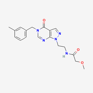molecular formula C18H21N5O3 B2527643 2-methoxy-N-(2-(5-(3-methylbenzyl)-4-oxo-4,5-dihydro-1H-pyrazolo[3,4-d]pyrimidin-1-yl)ethyl)acetamide CAS No. 922087-51-2
